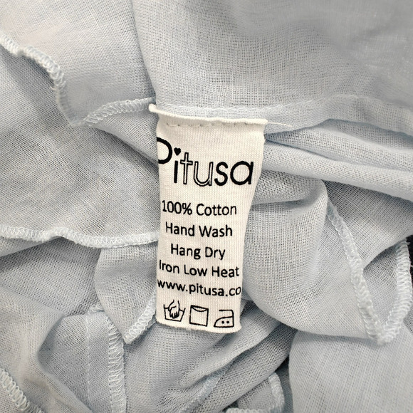 Pitusa Multi Flare Dress Sz XS Small Blue Arctic Ice Ruffle Beach Ethereal Boho - Picture 11 of 12